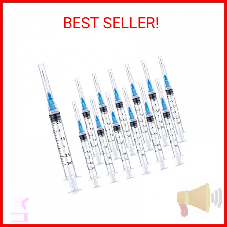 25 Pack 3ml 23Ga Lab Syringe Tools with Measurement, Individually Packed