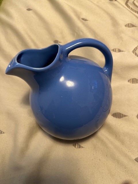 Vintage Solid Blue Rounded Pitcher Good Condition