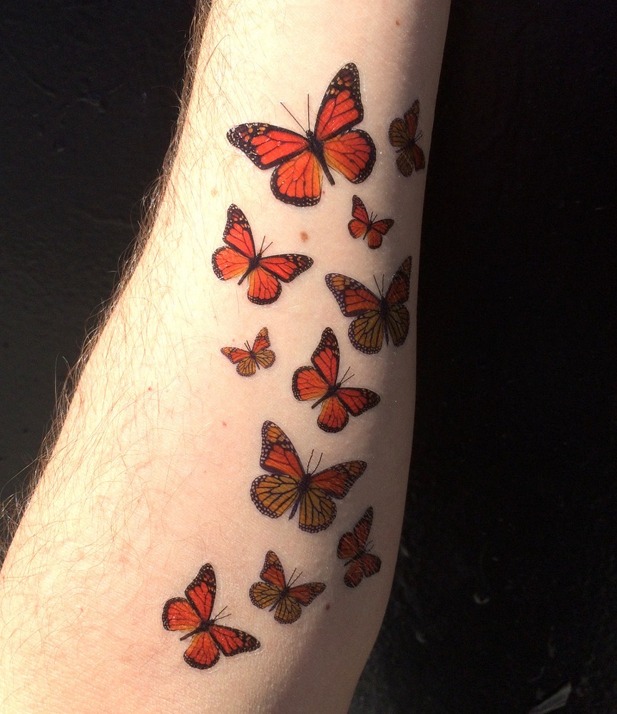 Monarch Butterfly Temporary Tattoos - 5 Sheets - 55 Butterflies