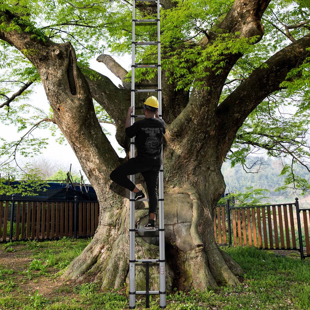 16.5FT 5M Telescopic Folding Ladder Multi-Purpose Extendable Aluminum with 2Hook