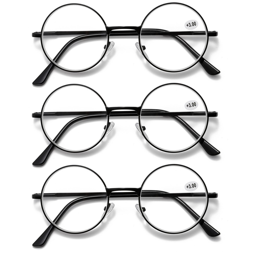 3PK Metal Frame Reading Glasses Blue Light Blocking Spring Hing Readers for Men