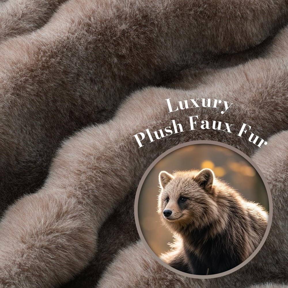 Faux Fur Throw Blanket for Couch, Ultra Soft Fuzzy Plush Bubble Throw for Sof...