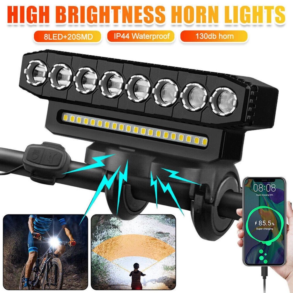 Bicycle Front Headlight Super Bright LED Bike Light Fit Type-C Charging