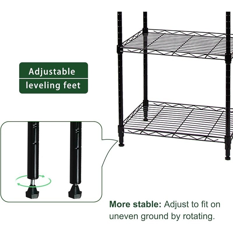 6-Wire Shelving Adjustable Shelves Standing Storage Shelf for Laundry Bathroom