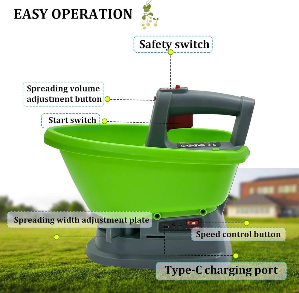 Electric Handheld Seed Spreader Salt Fertilizer Dispenser