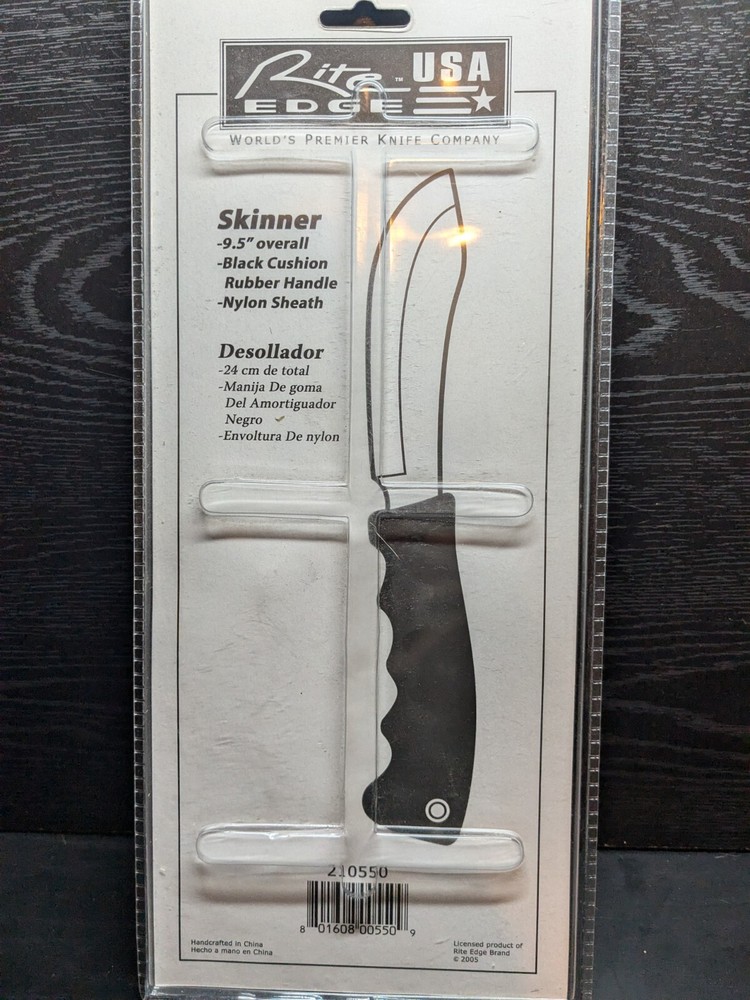 Rite Edge Drop Point Skinner 9.5” Rubber Handle Knife W/Sheath