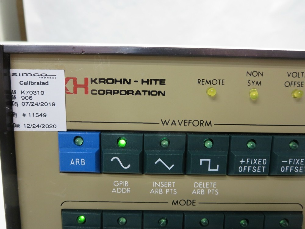 Krnohn-Hite,Model 5920,Arbitrary Waveform/Function Generator,Cal'd To 12/24/2020