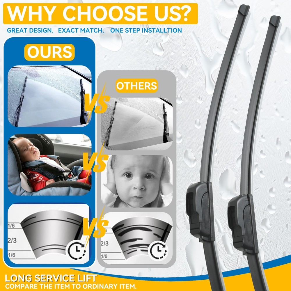 2Pcs Front Windshield Flat Wiper Blades Set For Cadillac XT5 2017-2023 24"+20"