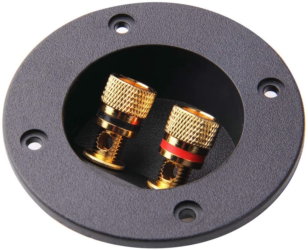 BlueMart 3" Round 2-Way Binding Post Screw Cup Connector Speaker Black - 2pcs