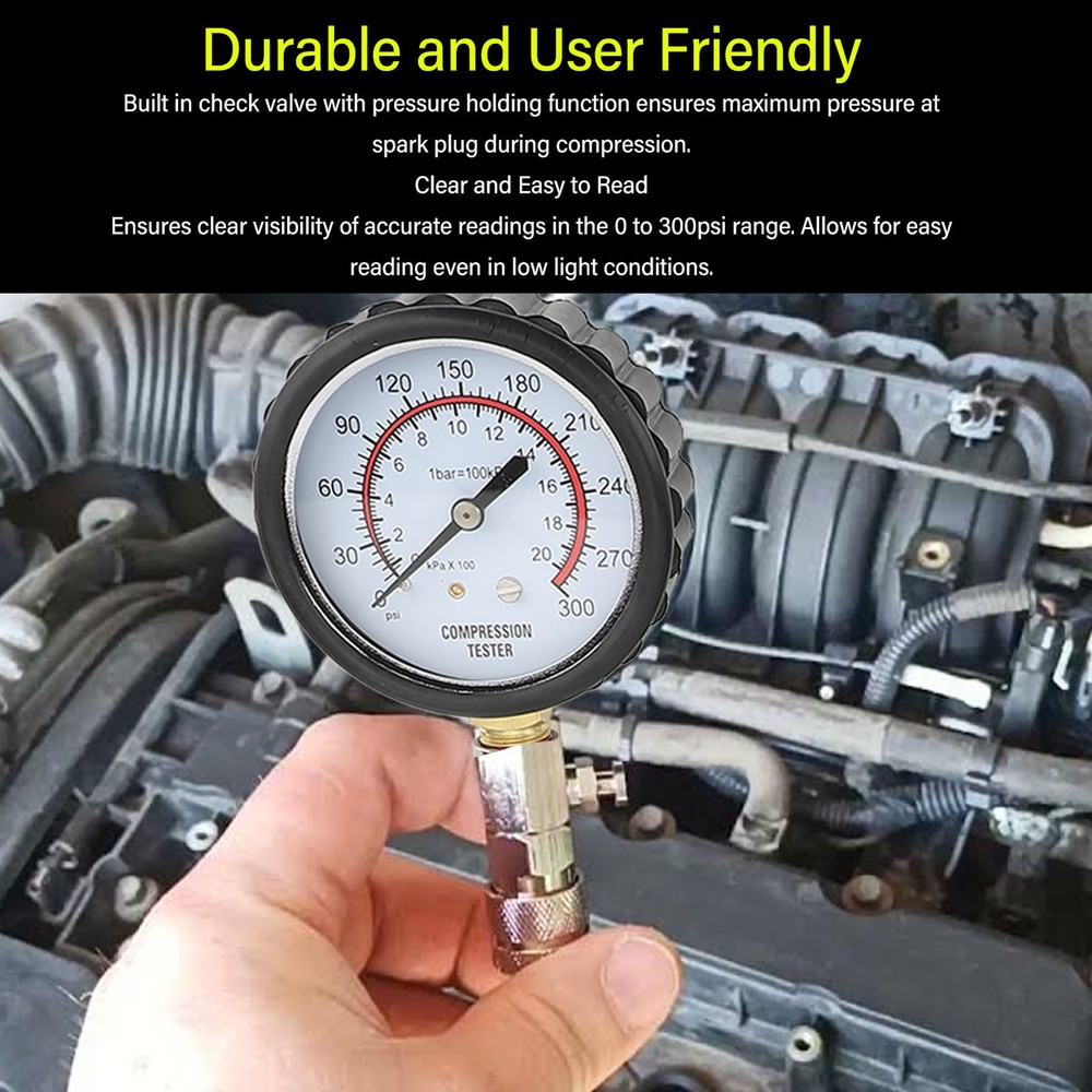 Petrol Engine Cylinder Compression Tester Kit 0 To 300psi Versatile High Ac MFUK