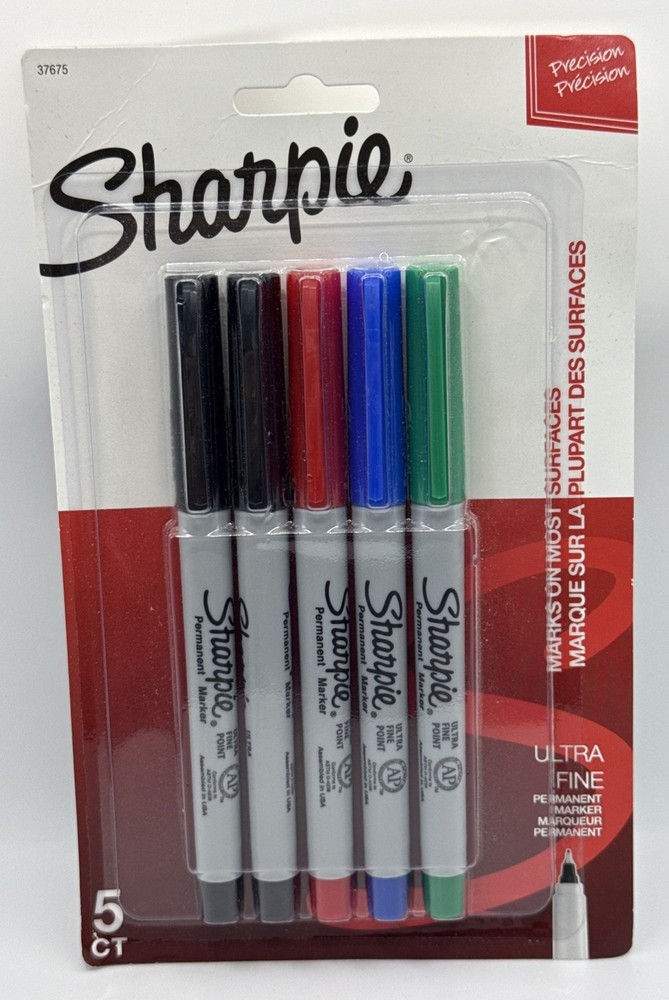 Sharpie Permanent Markers, Ultra Fine Point, Assorted Colors, 5 Count