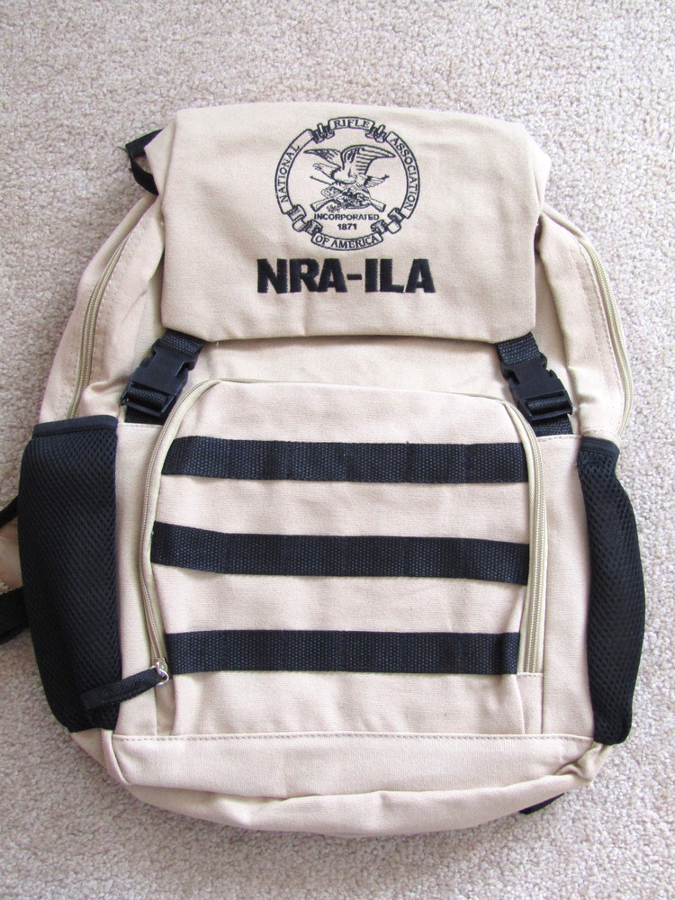 NRA-ILA Tactical Backpack Khaki Tan Embroidered Eagle Logo Range Bag