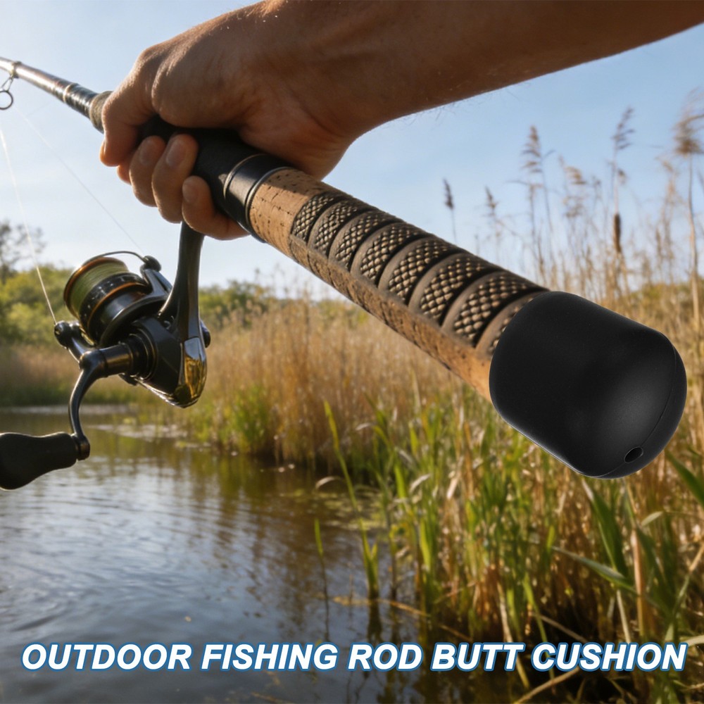 Fishing Rod Butt Cushion, Cap End Protector 3 Pack & 3 Size & Silicone & Grey