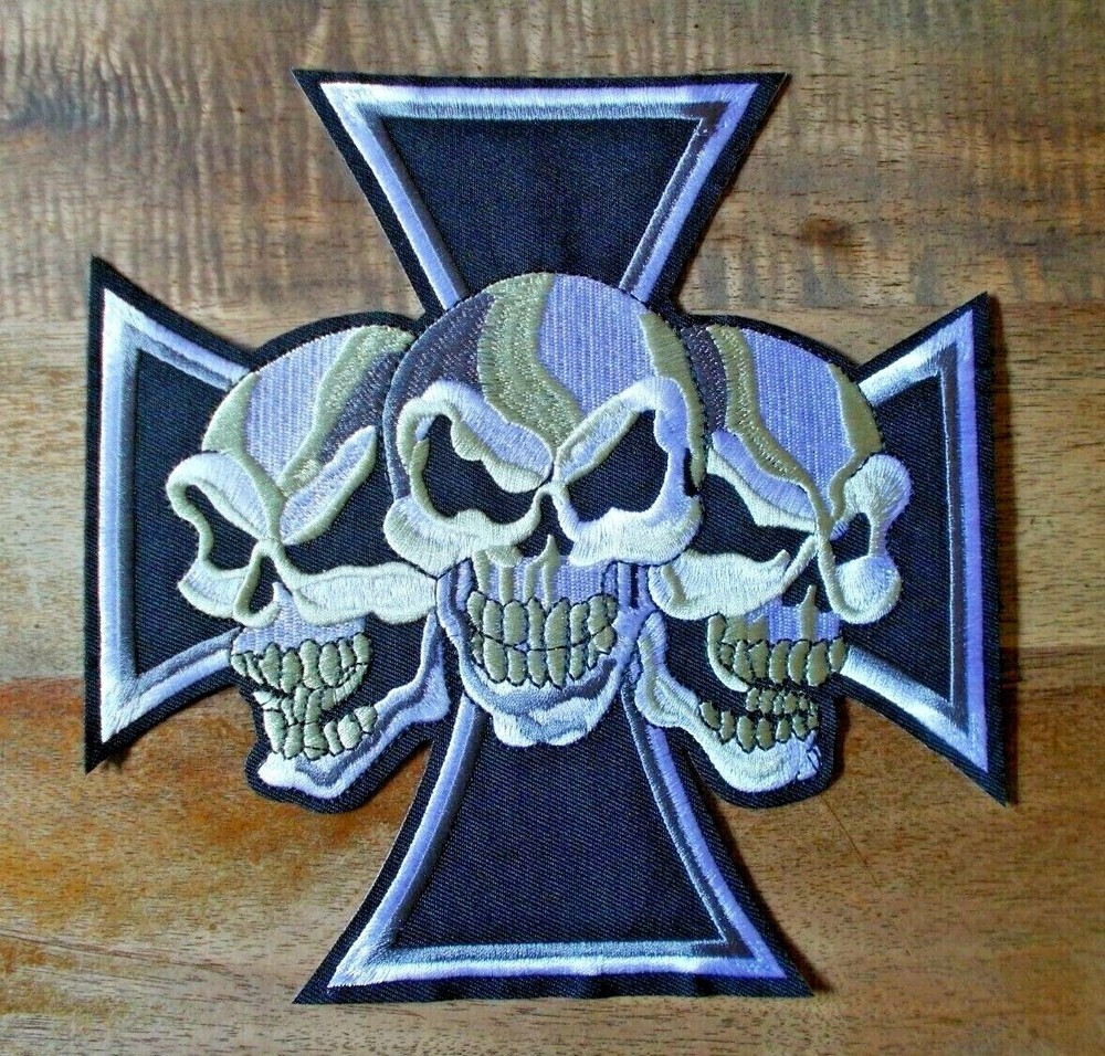 Patch back patch patch biker cowl - Iron Cross with skulls