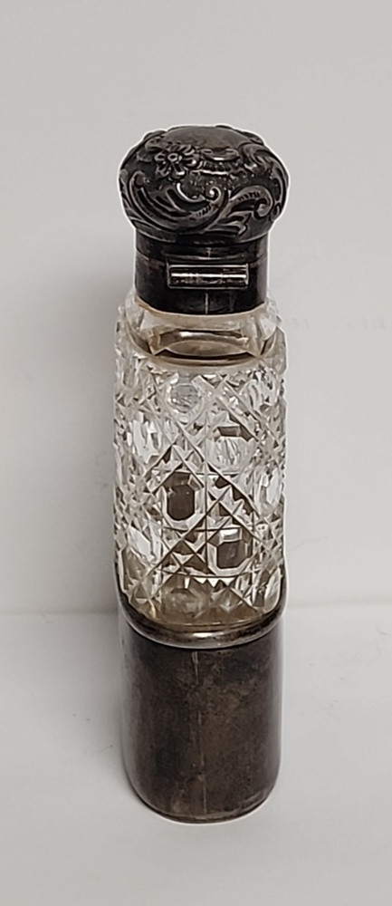 Thomas Ingleton Sterling Silver & Cut Glass Locking Hip Flask C. 1906