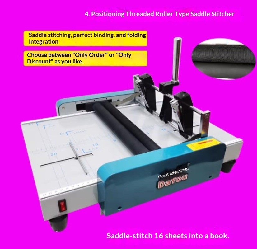 Electric Folder Folding Machine Saddle Stitcher Stapler Binding Machine