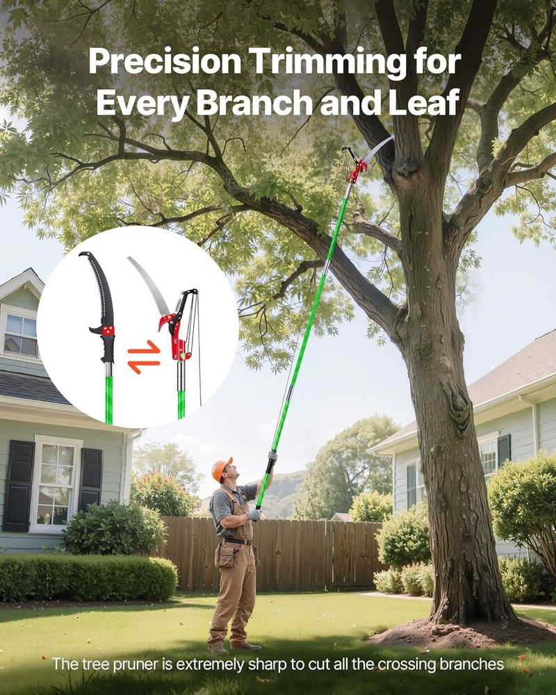 Manual Pole Saw 3.87-27 ft Extendable Tree Pruner Fiberglass Handle Replacement