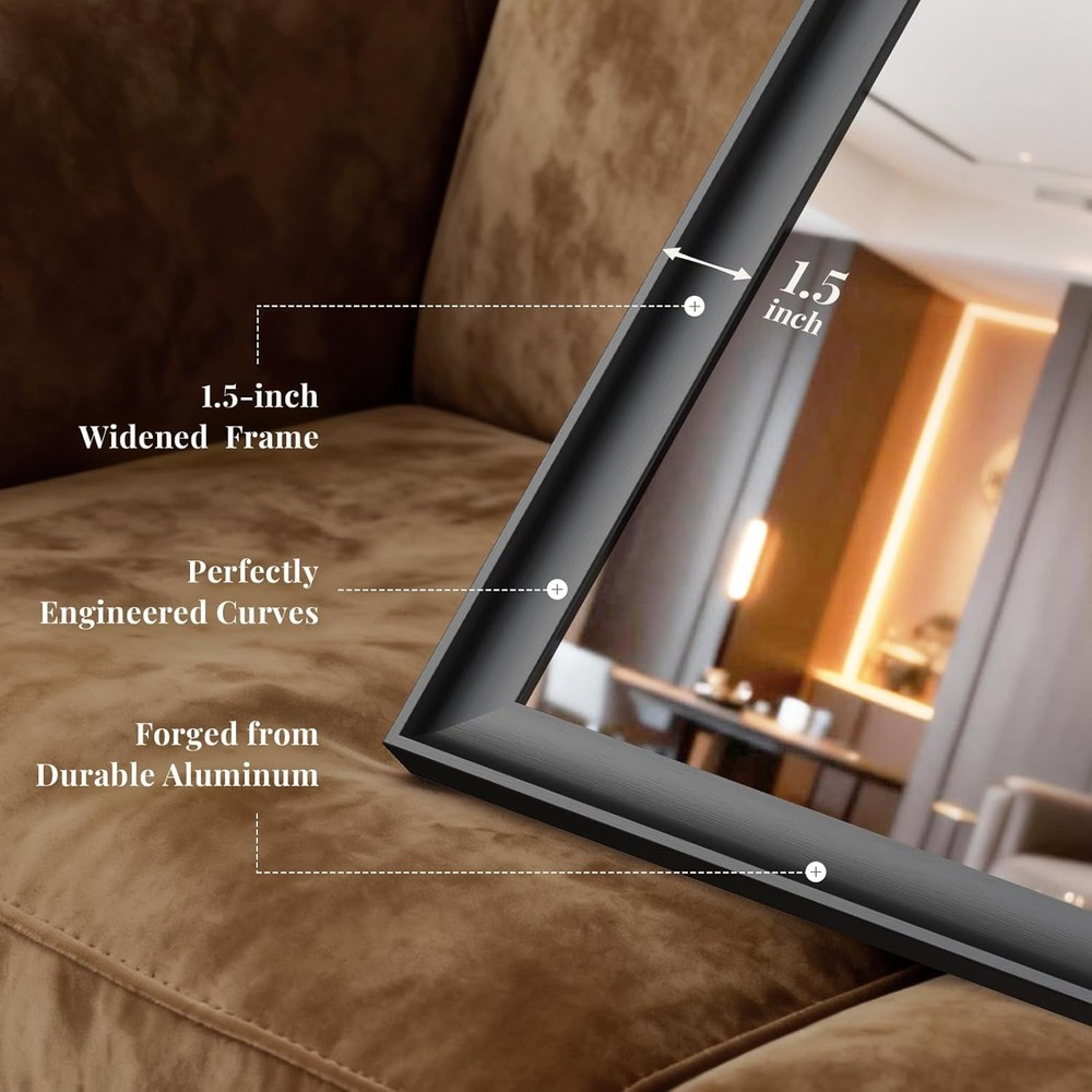 USHOWER 2-Pack 24x36" Black Bathroom Mirror Metal Frame Rectangle Vanity Mirror