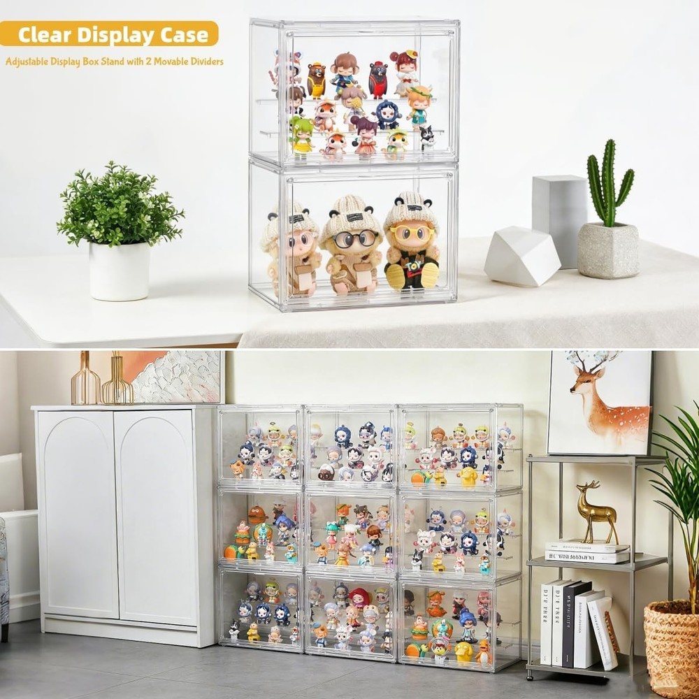 Acrylic Display Case,3 Layer Clear Display Case Adjustable Display Box Stand ...