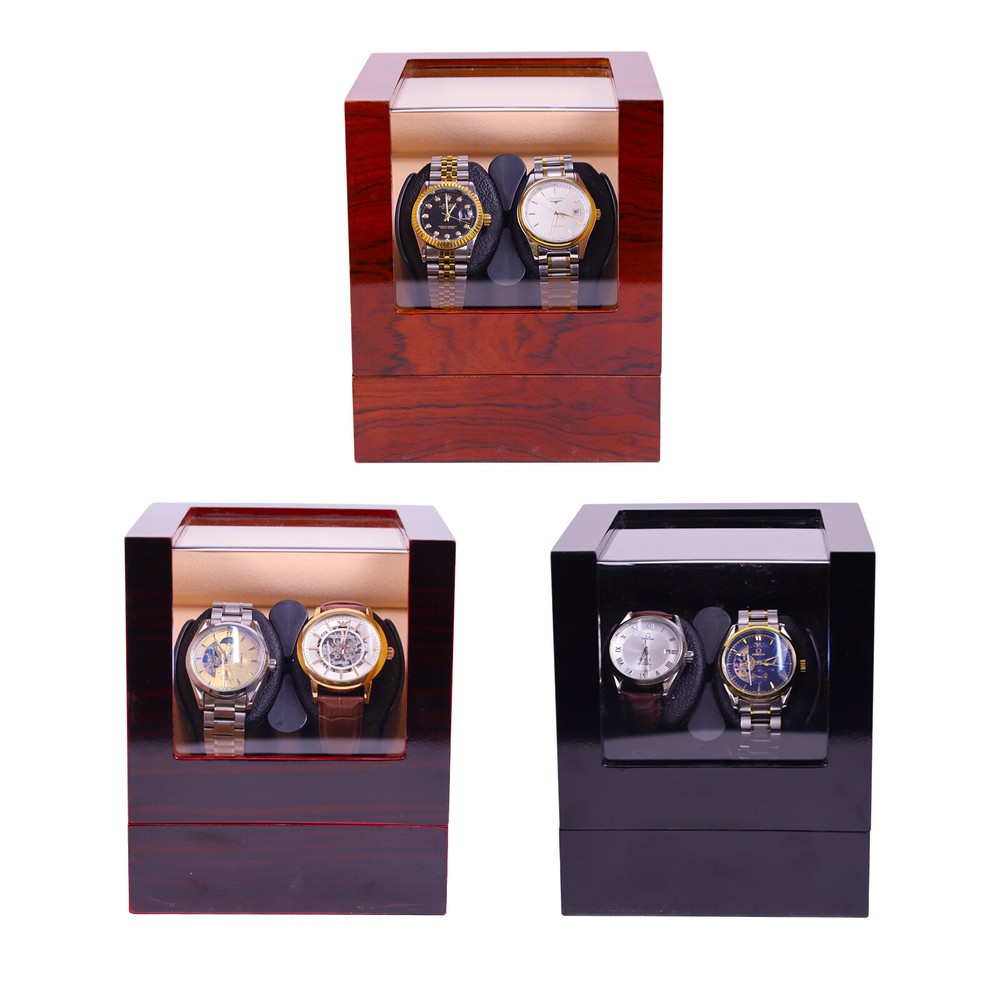 Automatic Rotation 2+0 Watch Box Double Watch Winder Storage Display Case