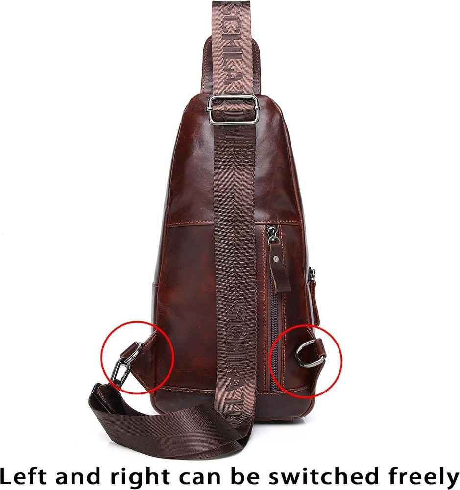 Genuine Leather Sling Bag for Men #10-coffee