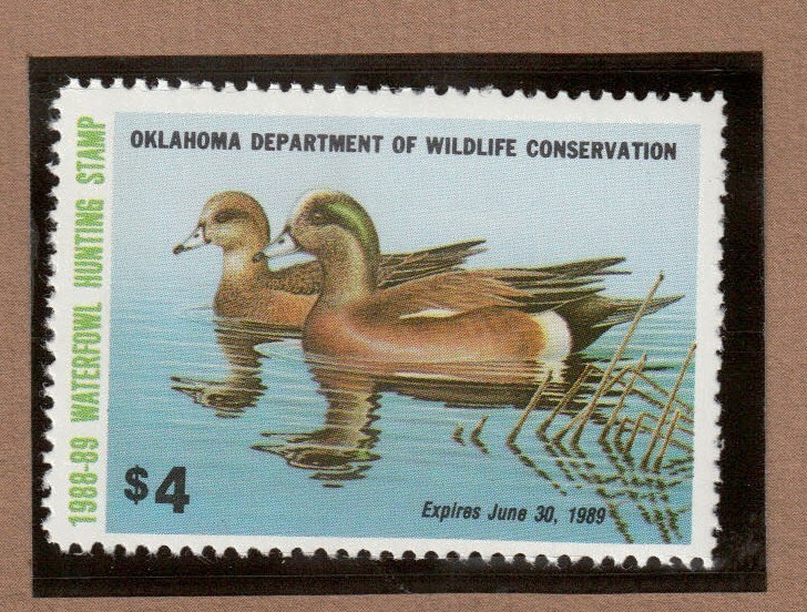 OK9 - Oklahoma State Duck Stamp. MNH. OG.