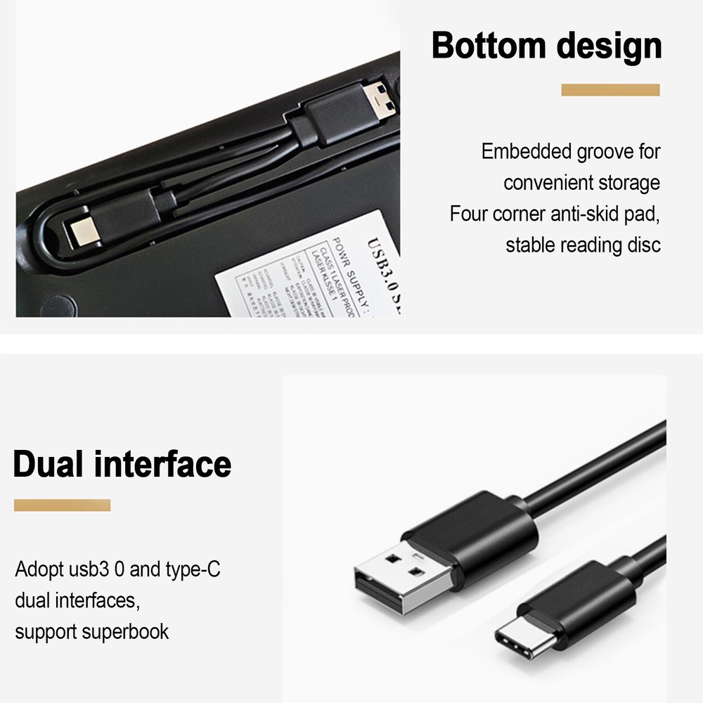 Genuine Bluray Burner External USB 3.0 Player DVD CD BD Recorder Drive Silver US