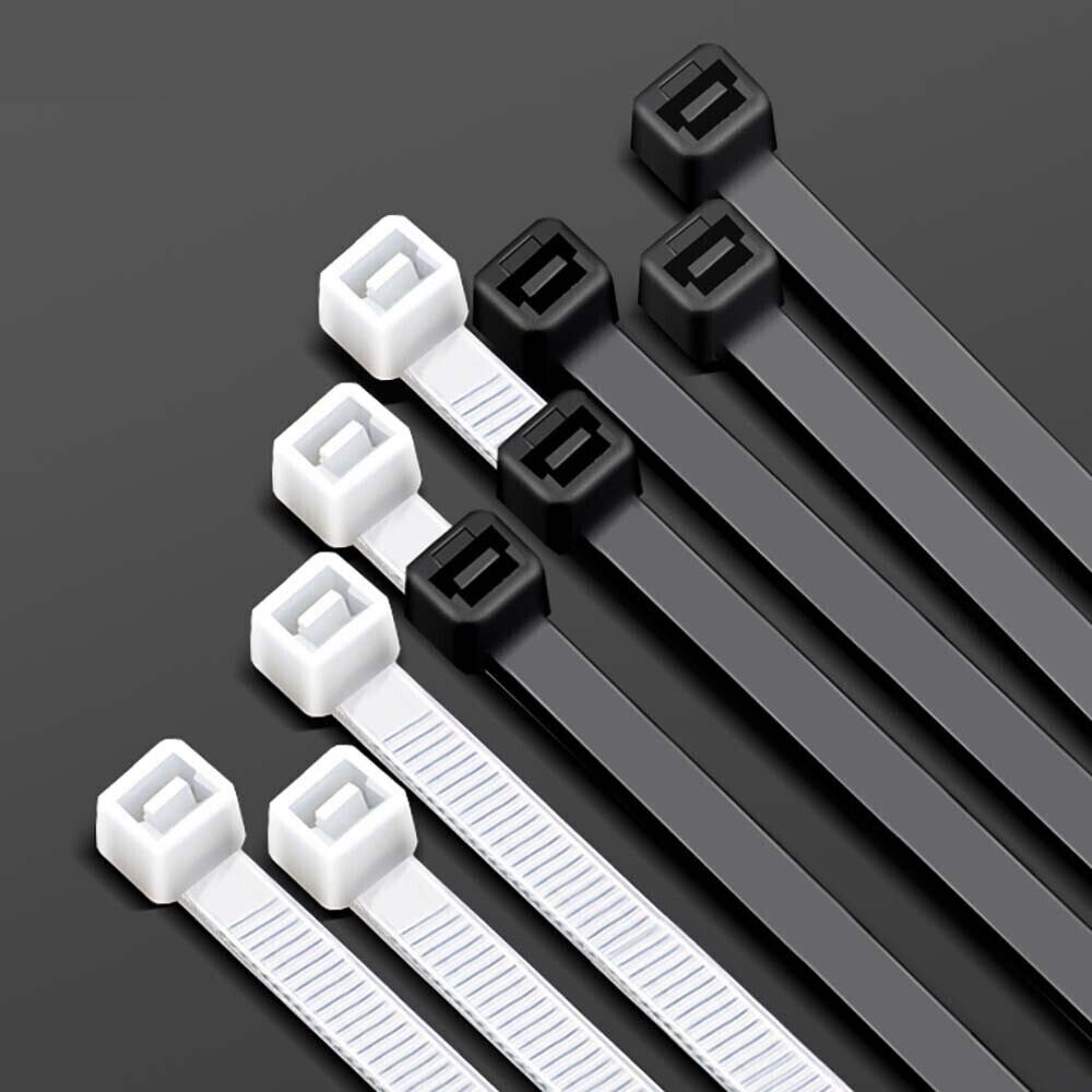 Cable Ties White & Black Natural Nylon Plastic Zip Tie Wraps VARIOUS SIZES