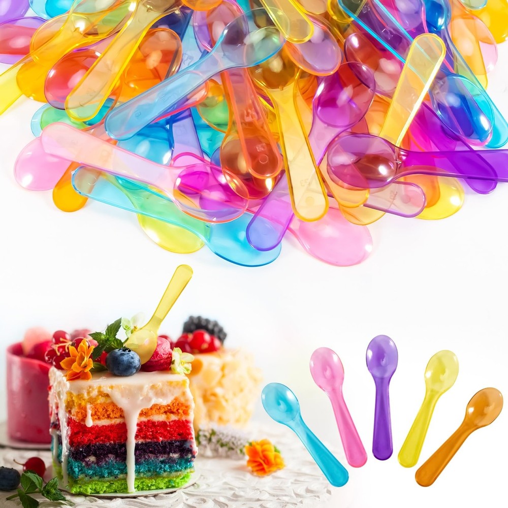 Mini Spoons - 100PCS Dessert Spoons Plastic Disposable Cutlery Small Plastic ...