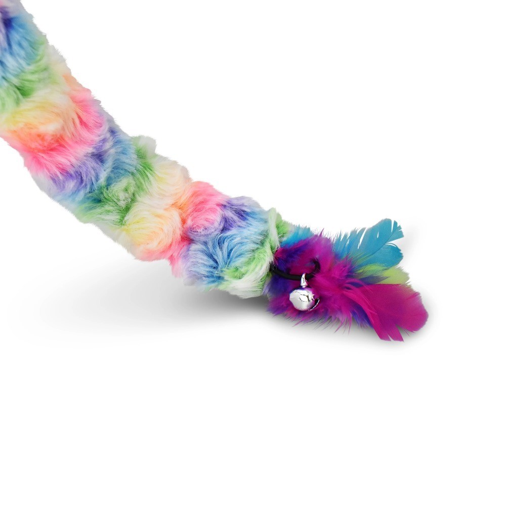 Rainbow Wand Cat Toy with Feather and Bell 1 Pack