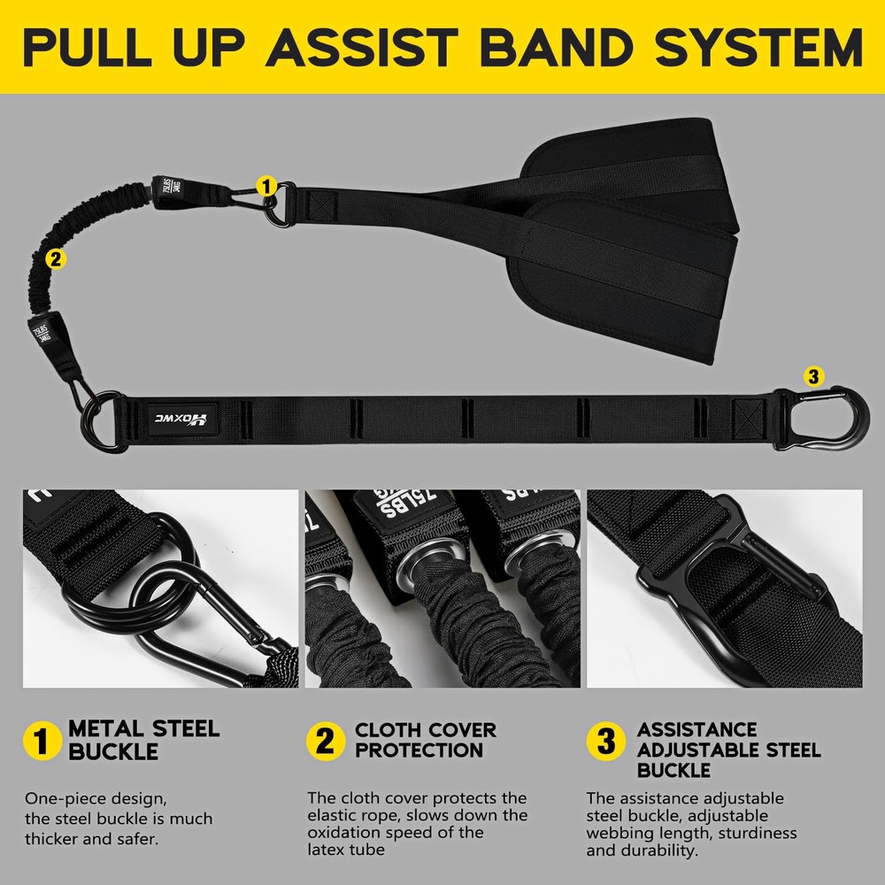 HOXWC Pull Up Assistance Bands 225lbs, Heavy Pull Up Bands, Resistance Bands ...