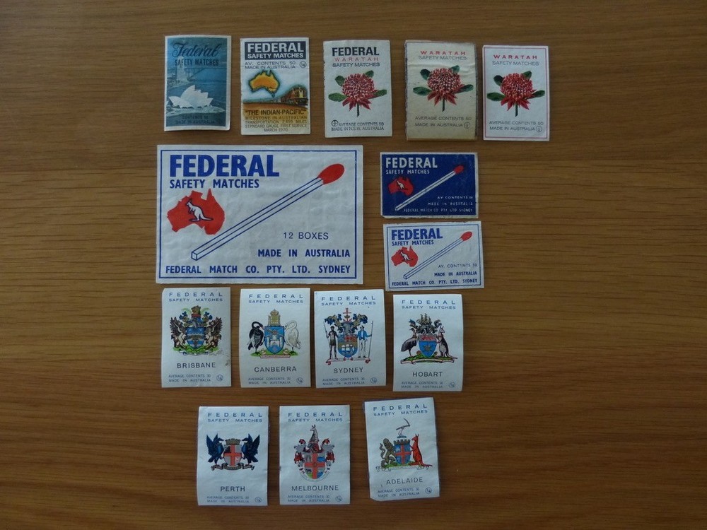 FEDERAL SAFETY MATCHES PACKET & MATCHBOX LABELS -  all USED