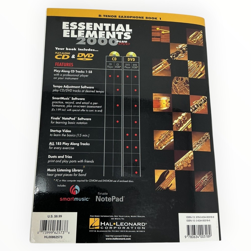 Essential Elements 2000 Plus DVD CD Tenor Saxophone Book 1 Hal Leonard 2004