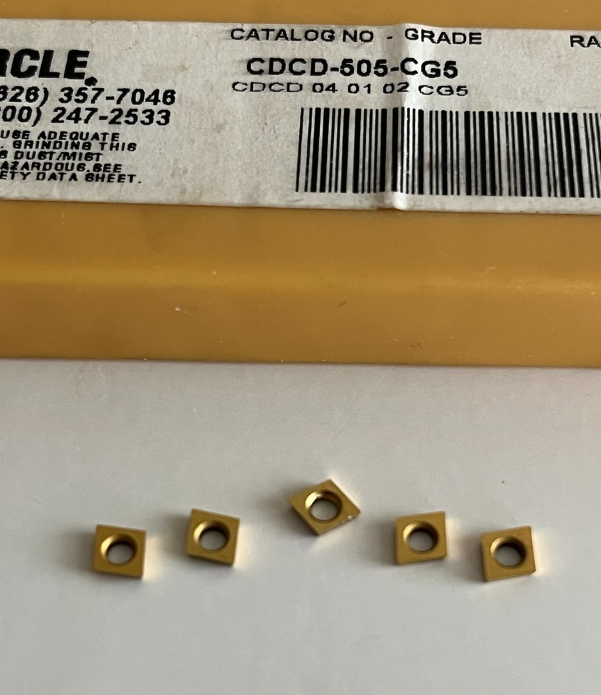 CIRCLE CARBIDE BORING BAR INSERTS CDCD-505-CG5 COATED GRADE SHOWN (5) INSERTS.