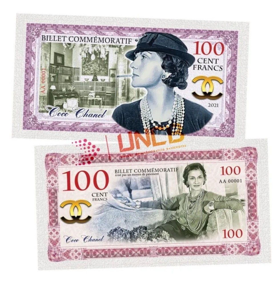 France, 100 Cent Francs, 2021, Coco Chanel, Commemorative Banknote, UnCB