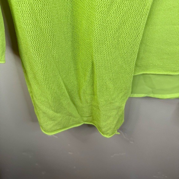 NWT Soft Surroundings Lime Green Chartreuse Sweater Crossover Front Oversized SM
