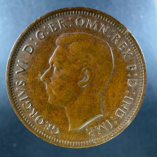 Great Britain Half Penny George VI Damaged Reverse