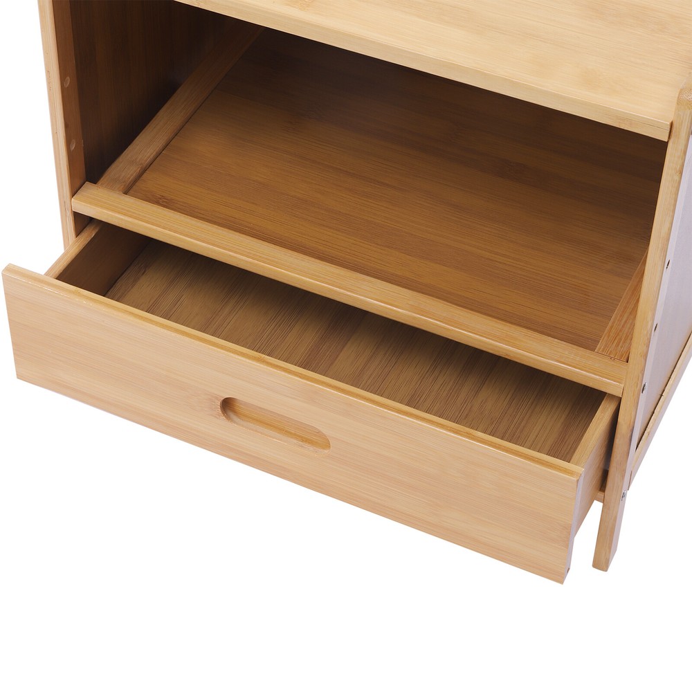 Bedside Table, Sofa Side Table, Wood Color Bedside Cabinet with Drawer
