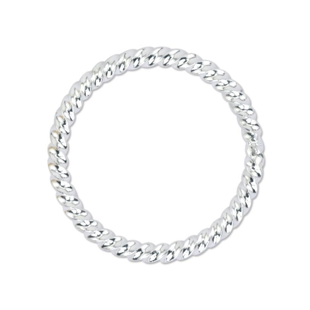 Link, Connector, 20 Silver Plated 16mm Solid Twisted Round Rings *