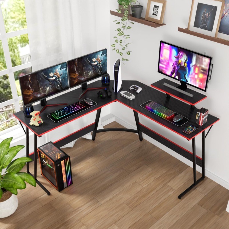 Shaped Desk Corner Gaming Desk Computer Desk with Large Desktop Studying