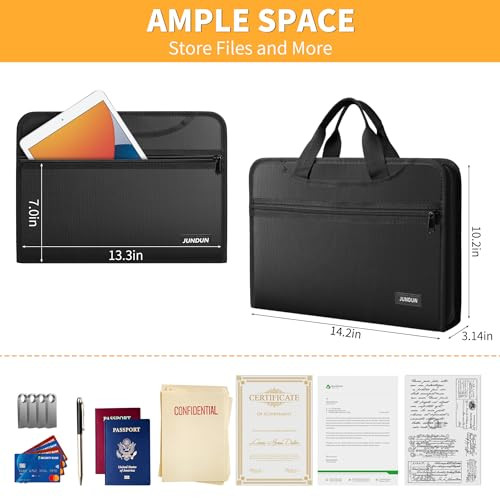 Accordion File Organizer with Lock,Multi-Pockets Fireproof Document Organizer