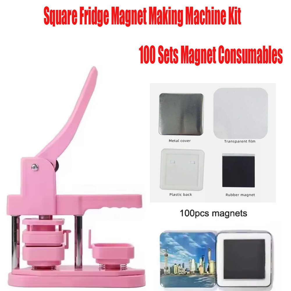 Square Fridge Magnet Making Machine Kit Including 100 pcs Magnet Consumables