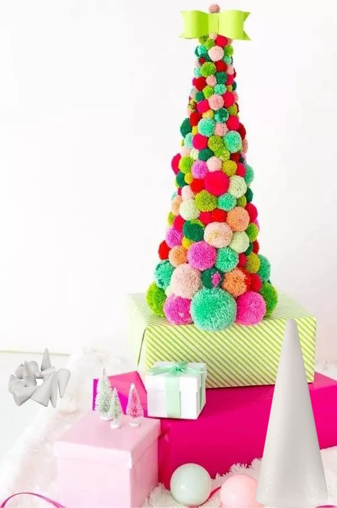 20 Pack White Polystyrene Craft Foam Cones 2.5x5.9 Inch DIY Tree Projects
