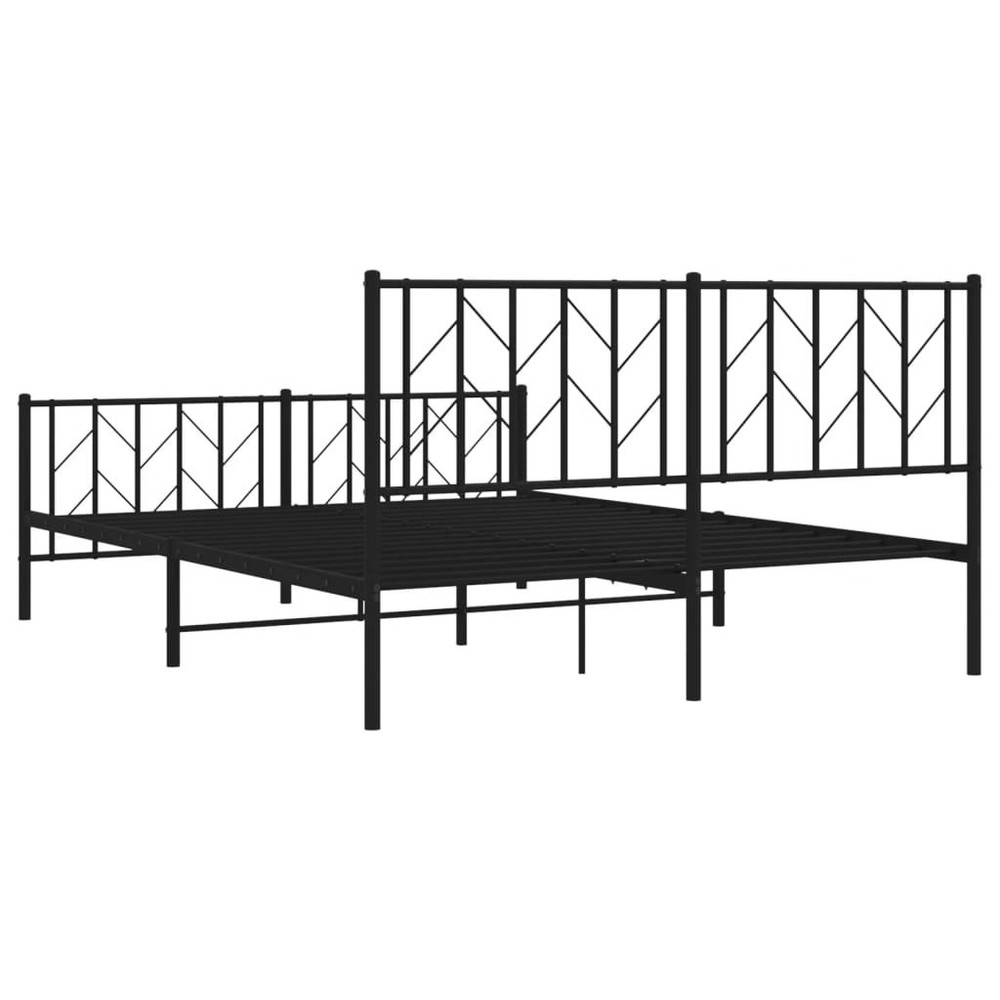 Bed Frame Black Powder-Coated Steel King Size Bed Frame