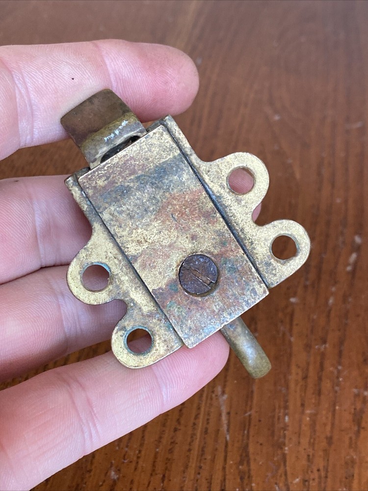 Antique Brass Pull Ring Transom Window Latch Catch Awning Sash Lock Finger Loop