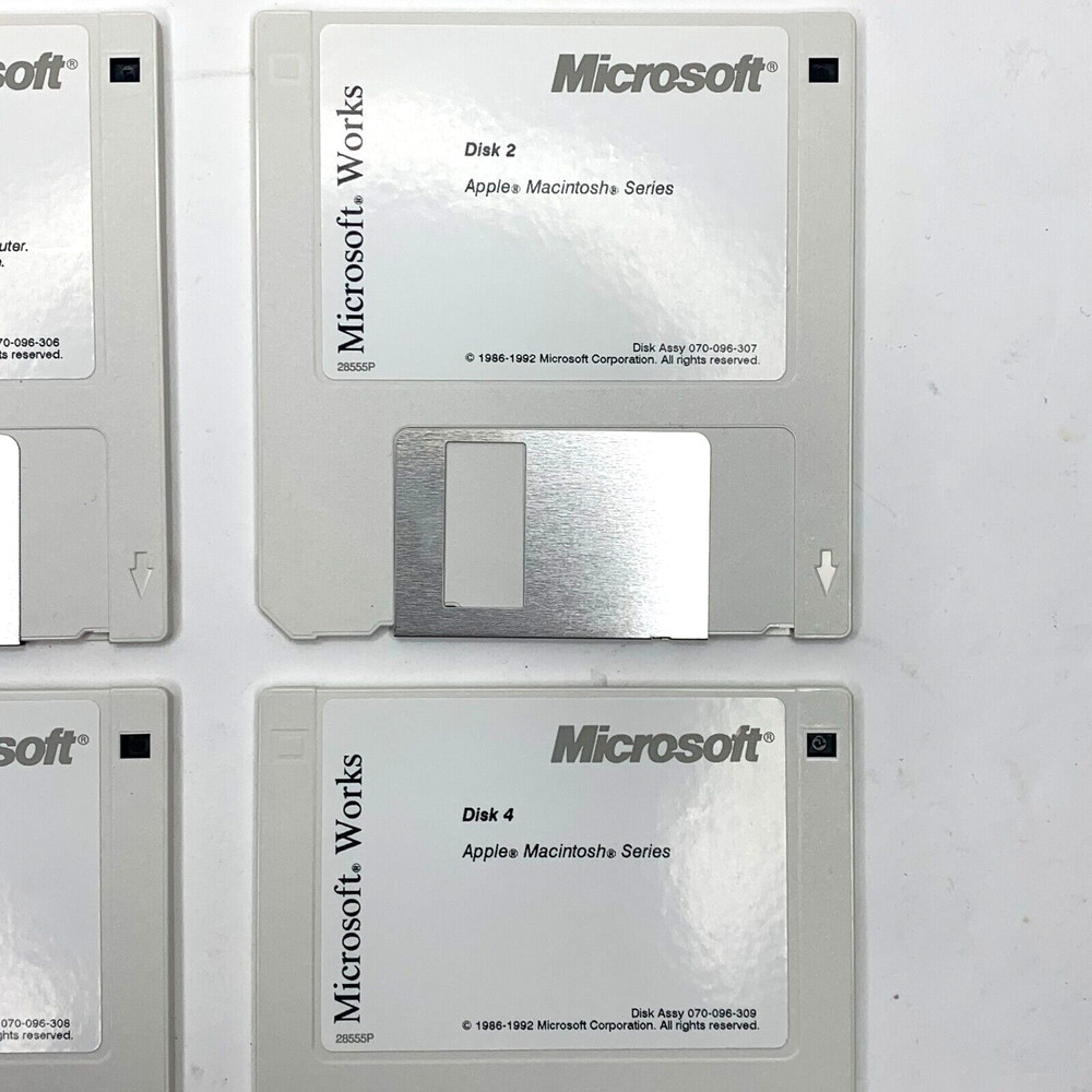 Microsoft Works v.3.0 1992 Apple Macintosh Computer Software 5 3.5" Floppy Disks