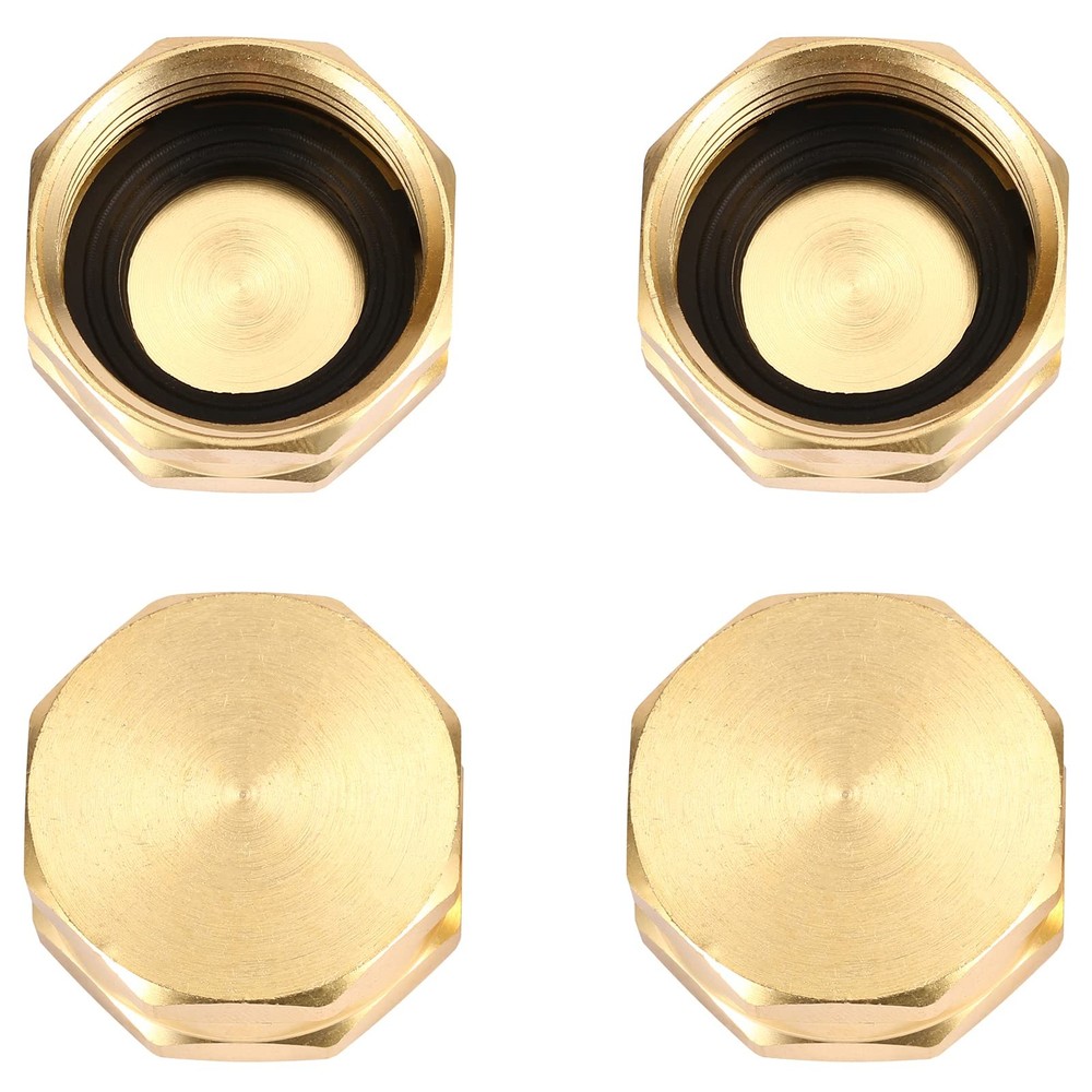Sanpaint 4 Pack Garden Hose End Caps with Washers, Brass Spigot 4 Pack, Cap