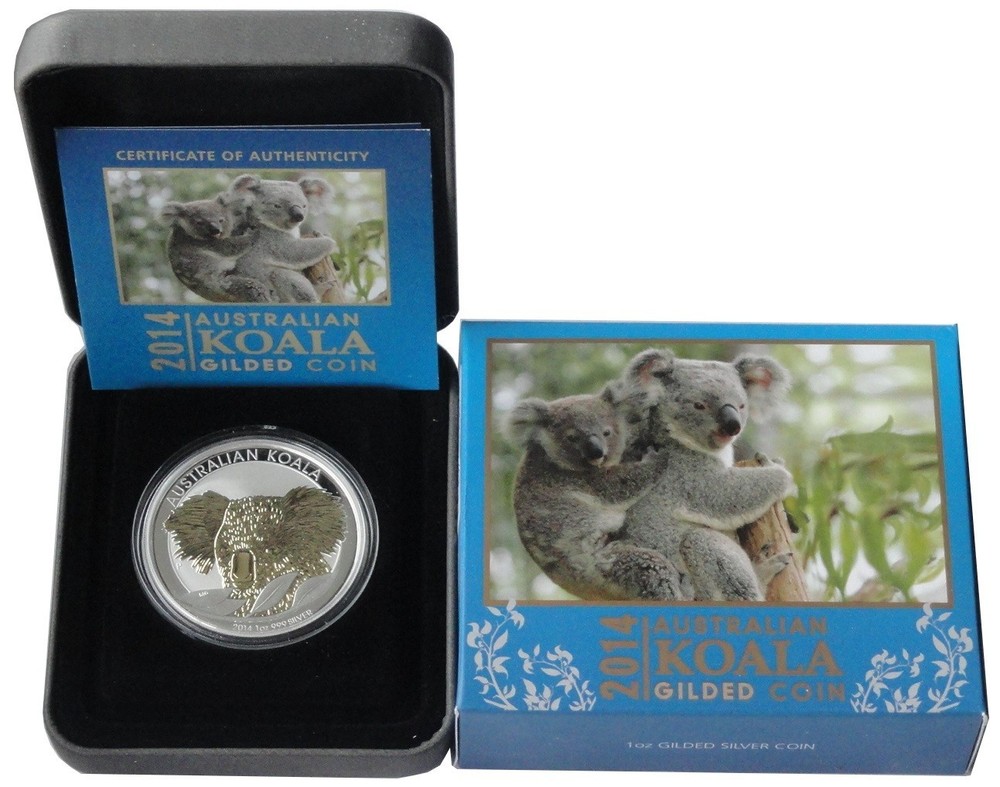 Perth Mint - Australian Koala 2014 1oz Silver Gilded Edition