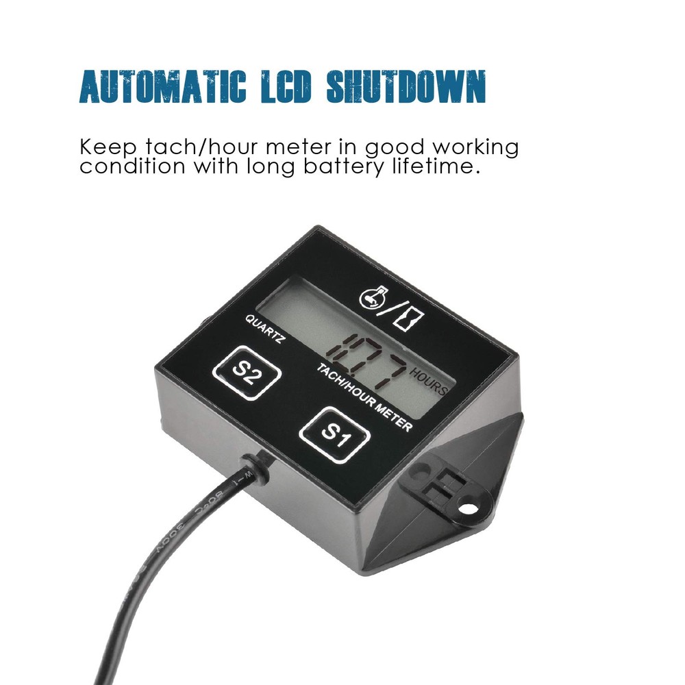 Digital Hour Meter Tachometer, Maintenance Reminder, Battery Replaceable, Aut...