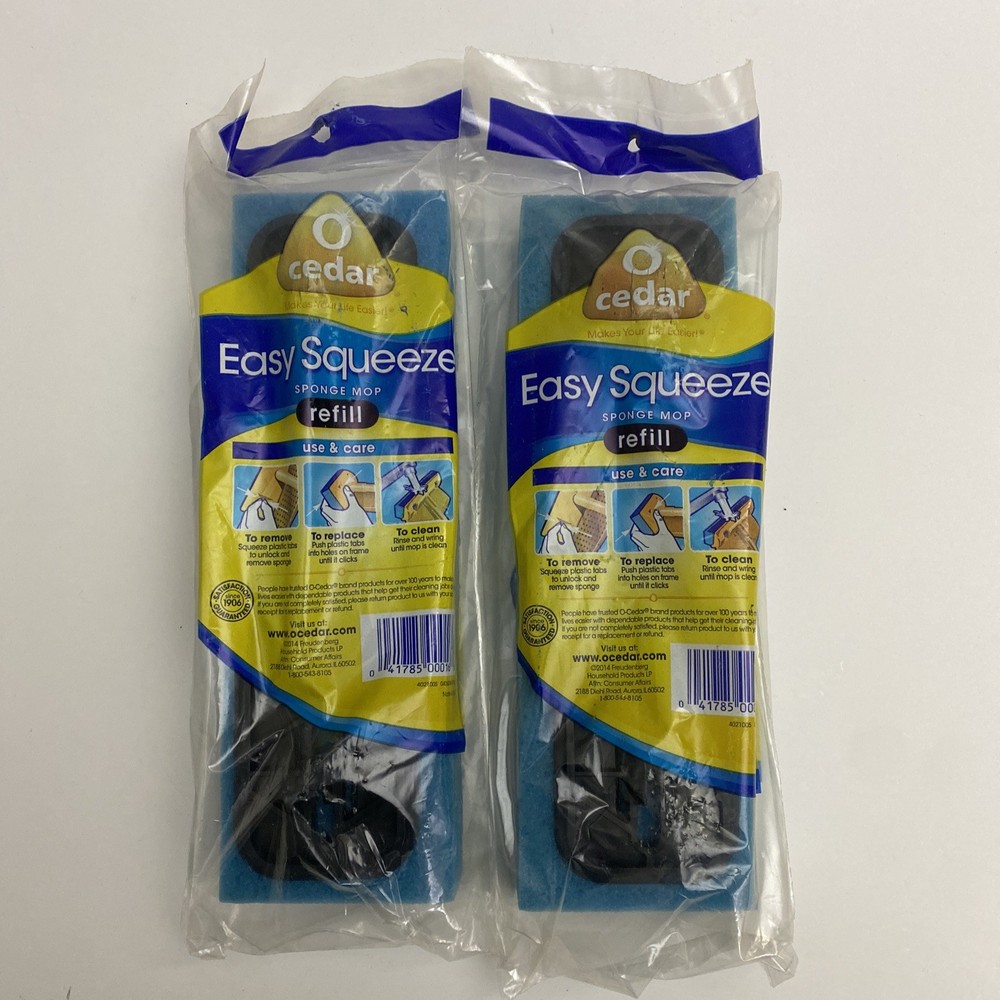 Lot Of 2 O Cedar Easy Squeeze Sponge Mop Refill Microfiber Wave Sponge